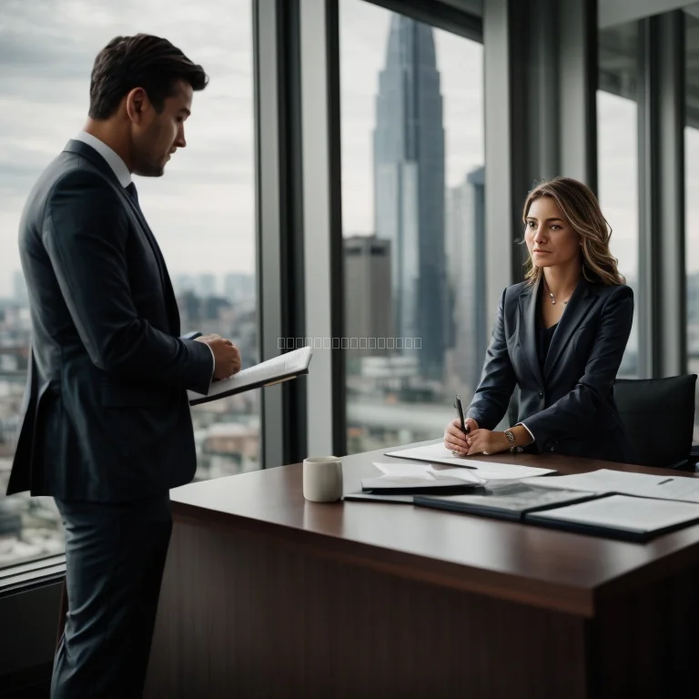 Entrepreneurs discussing legal solutions in office